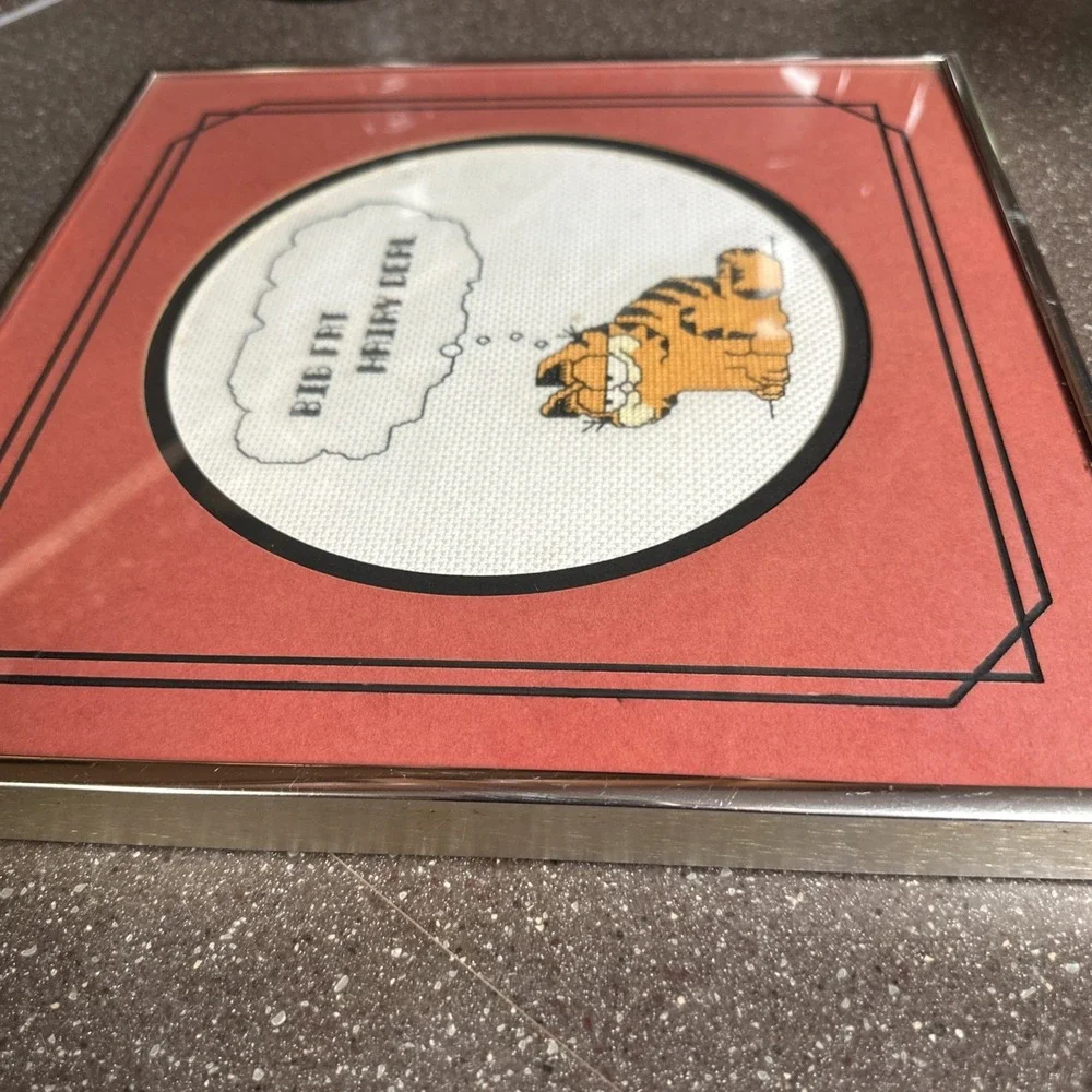 Vintage‎ Garfield Cross Stitch Framed 